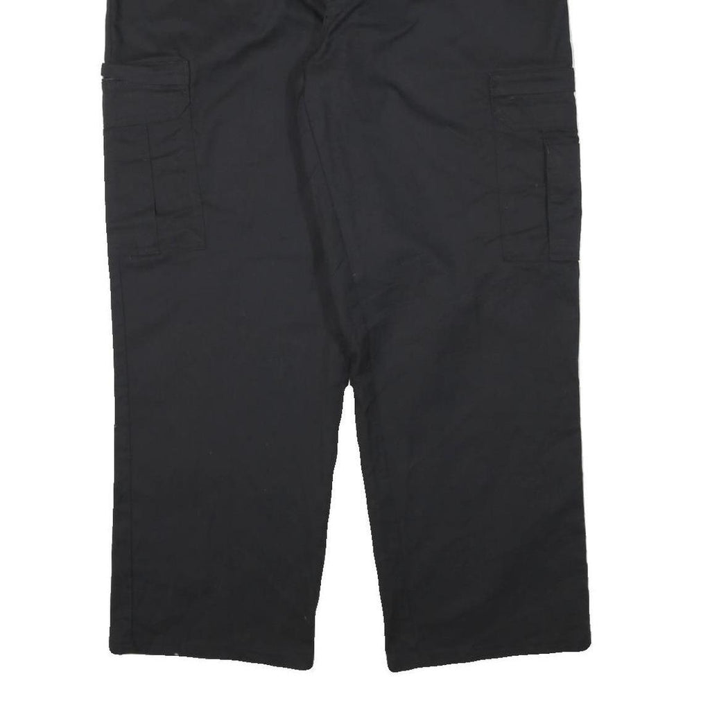 DICKIES Mens Cotton Blend Black Relaxed Cargo Trousers W36 L29 Workwear