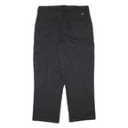 DICKIES Mens Cotton Blend Black Relaxed Cargo Trousers W36 L29 Workwear