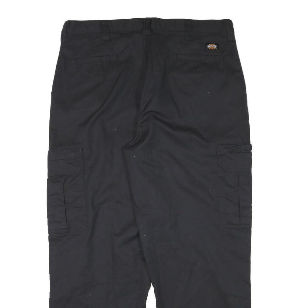 DICKIES Mens Cotton Blend Black Relaxed Cargo Trousers W36 L29 Workwear