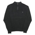 CHAPS Mens Black Plain Cotton Pullover Jumper Half Zip L Classic Knitwear