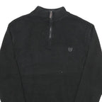 CHAPS Mens Black Plain Cotton Pullover Jumper Half Zip L Classic Knitwear