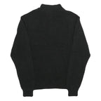 CHAPS Mens Black Plain Cotton Pullover Jumper Half Zip L Classic Knitwear