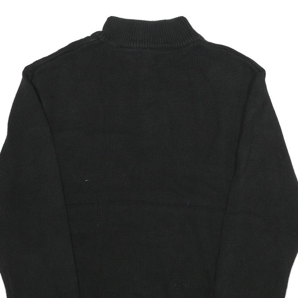 CHAPS Mens Black Plain Cotton Pullover Jumper Half Zip L Classic Knitwear