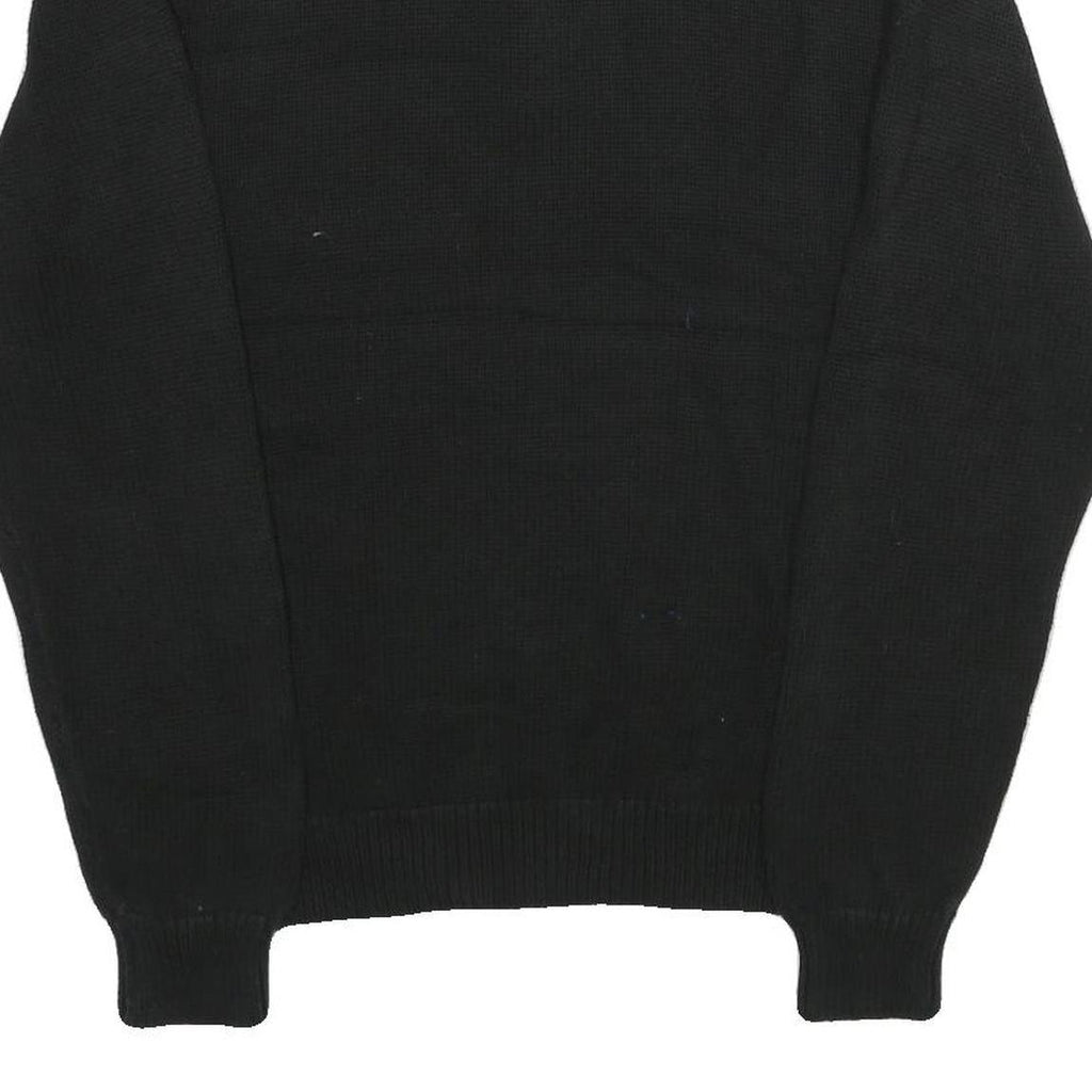 CHAPS Mens Black Plain Cotton Pullover Jumper Half Zip L Classic Knitwear
