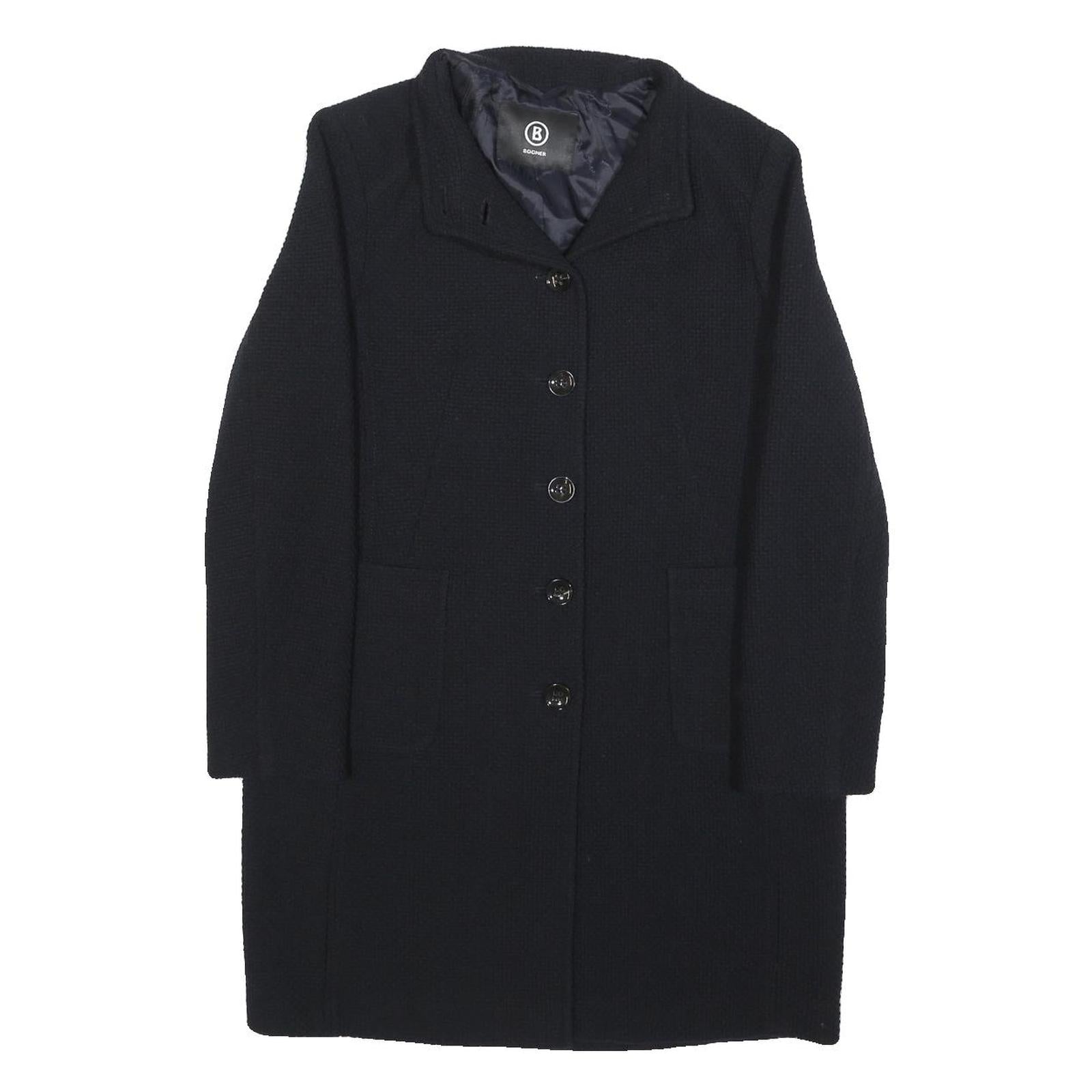 BOGNER Womens Black Wool Blend Tailored Jacket S Button Closure Classic Fit