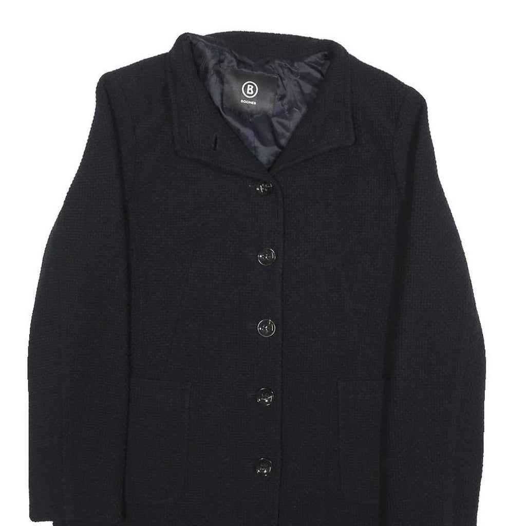BOGNER Womens Black Wool Blend Tailored Jacket S Button Closure Classic Fit