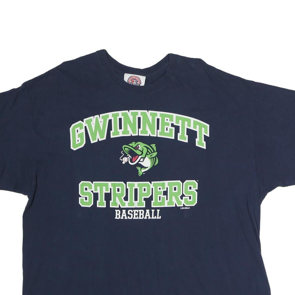 GENUINE MERCHANDISE Mens Navy Blue Gwinnett Stripers Baseball T-Shirt XL Short