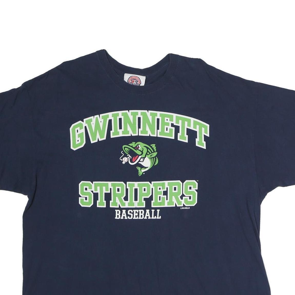 GENUINE MERCHANDISE Mens Navy Blue Gwinnett Stripers Baseball T-Shirt XL Short