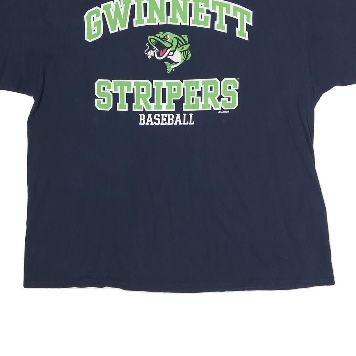 GENUINE MERCHANDISE Mens Navy Blue Gwinnett Stripers Baseball T-Shirt XL Short