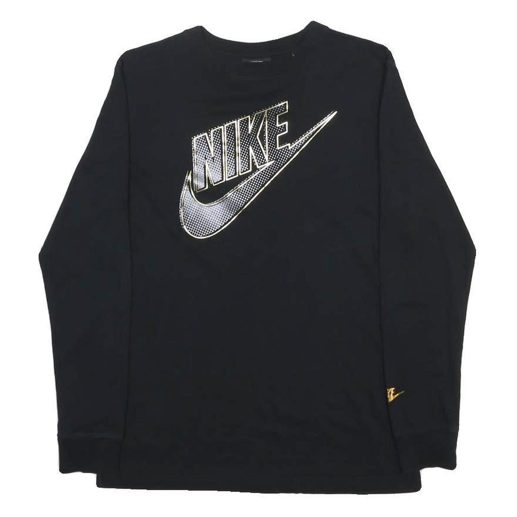 NIKE Mens Black Long Sleeve T-Shirt XS Crew Neck Swoosh Logo Graphic