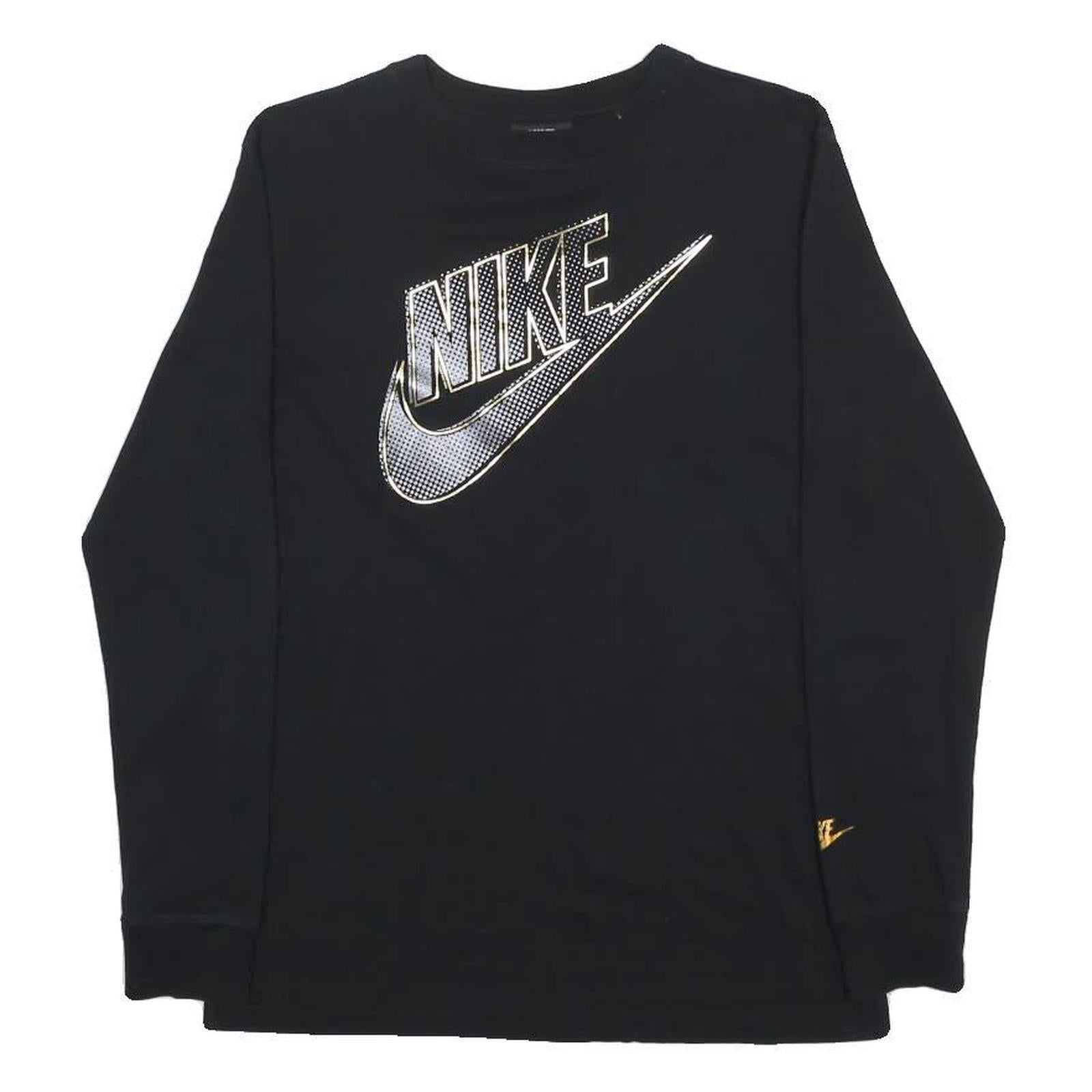 NIKE Mens Black Long Sleeve T-Shirt XS Crew Neck Swoosh Logo Graphic