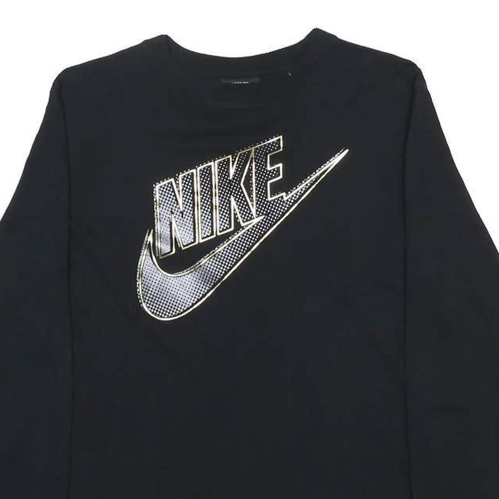 NIKE Mens Black Long Sleeve T-Shirt XS Crew Neck Swoosh Logo Graphic