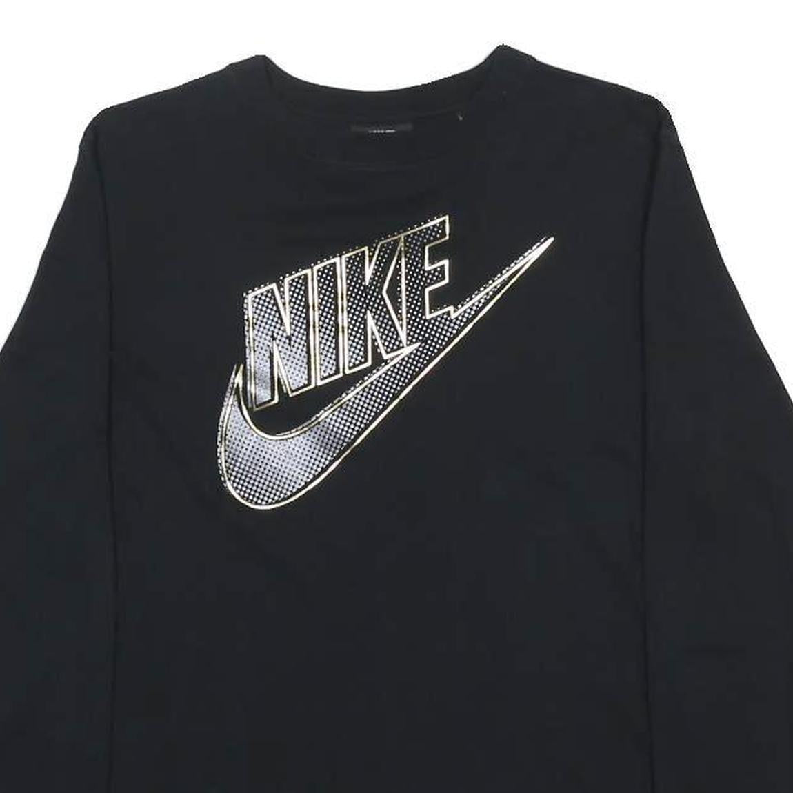 NIKE Mens Black Long Sleeve T-Shirt XS Crew Neck Swoosh Logo Graphic