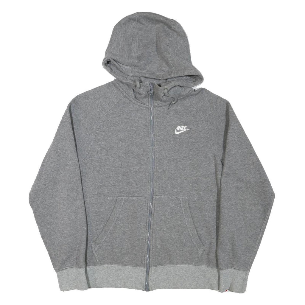 NIKE Mens Grey Full Zip Hoodie S Cotton Blend Sportswear Casual Zip Up