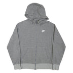 NIKE Mens Grey Full Zip Hoodie S Cotton Blend Sportswear Casual Zip Up