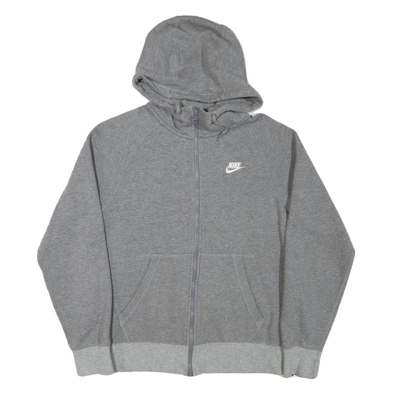 NIKE Mens Grey Full Zip Hoodie S Cotton Blend Sportswear Casual Zip Up
