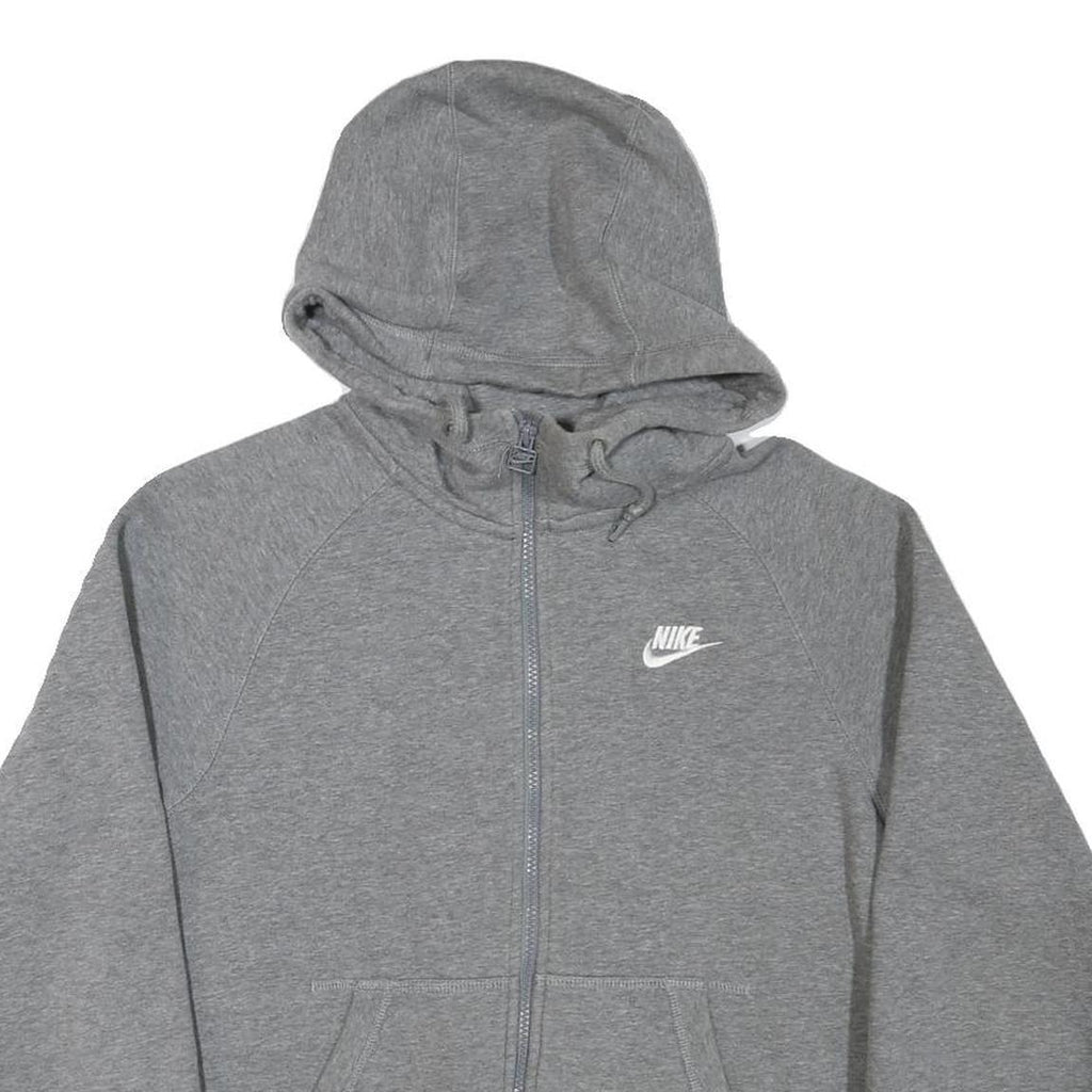 NIKE Mens Grey Full Zip Hoodie S Cotton Blend Sportswear Casual Zip Up