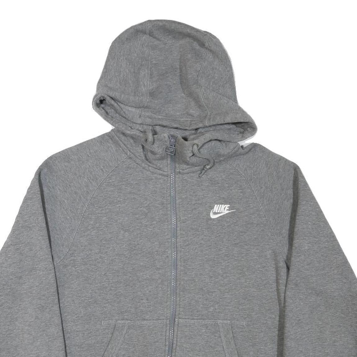 NIKE Mens Grey Full Zip Hoodie S Cotton Blend Sportswear Casual Zip Up