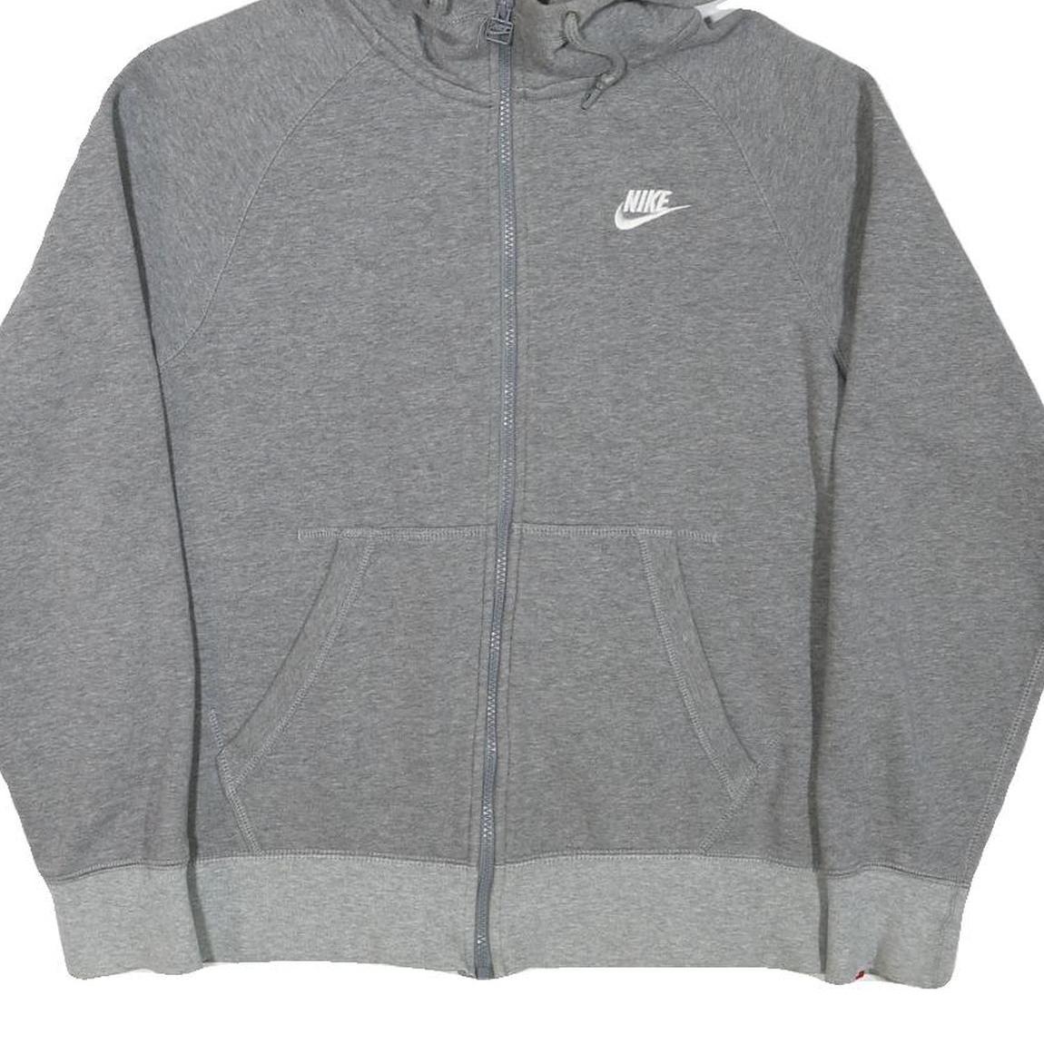 NIKE Mens Grey Full Zip Hoodie S Cotton Blend Sportswear Casual Zip Up