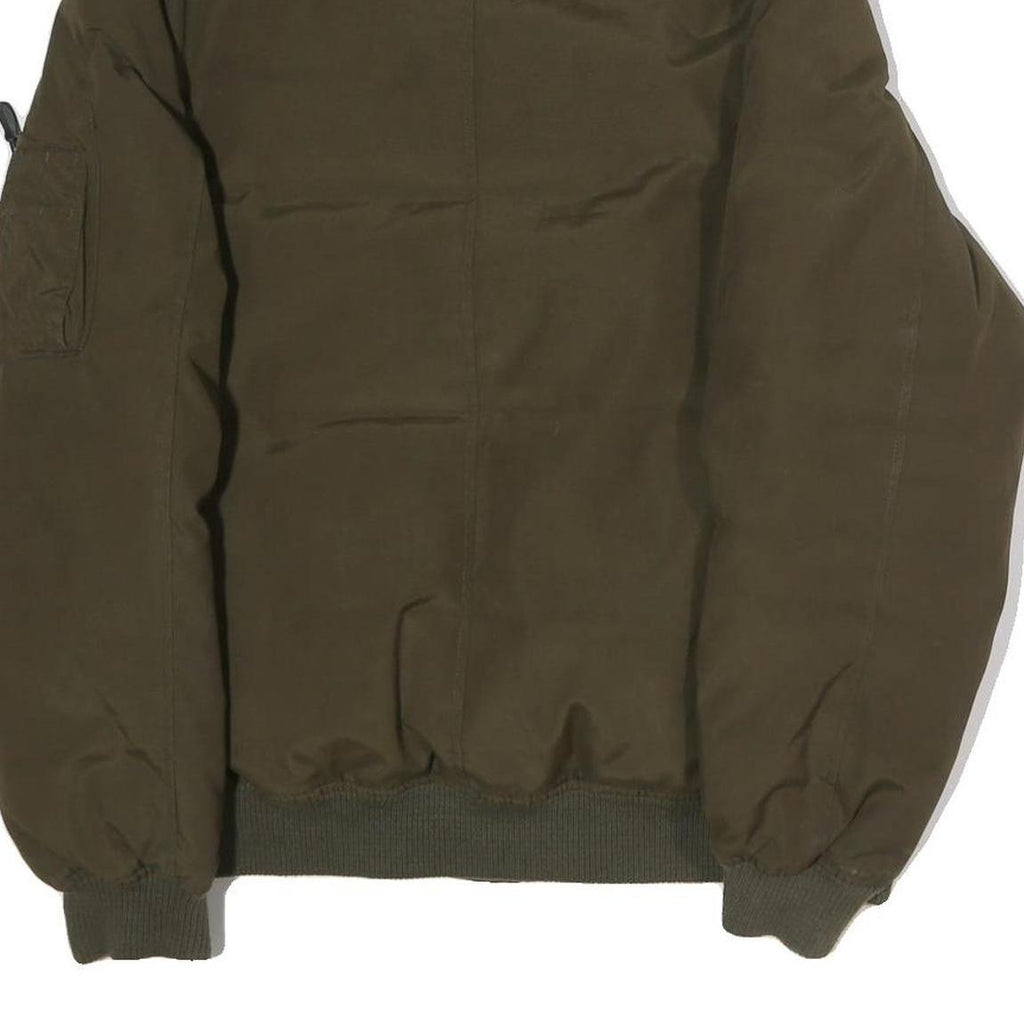 AKSERIES Mens Green Jacket XL Polyester Bomber Plain Zipped Comfort Casual