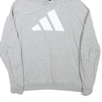 ADIDAS Mens Grey Cotton Blend Hoodie M Casual Pullover Sweatshirt Sportswear