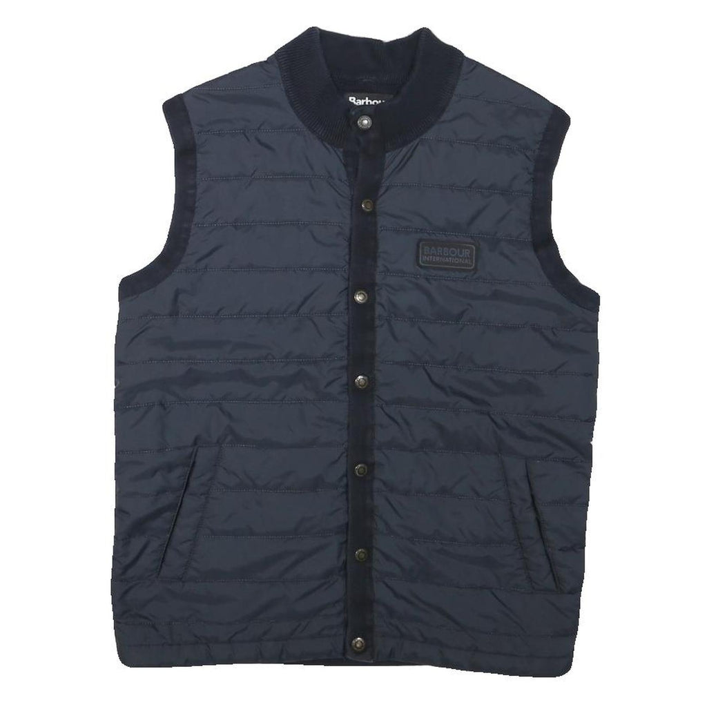 BARBOUR INTERNATIONAL Mens Navy Blue Quilted Button Jacket S Polyester Blend