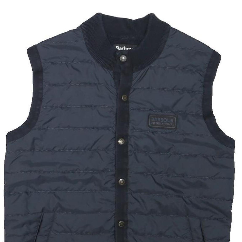 BARBOUR INTERNATIONAL Mens Navy Blue Quilted Button Jacket S Polyester Blend