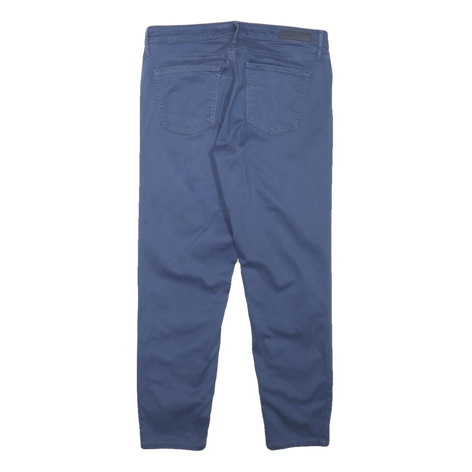 CALVIN KLEIN Womens Cotton Blend Blue Slim Skinny Trousers W29 L25 Stylish Fit