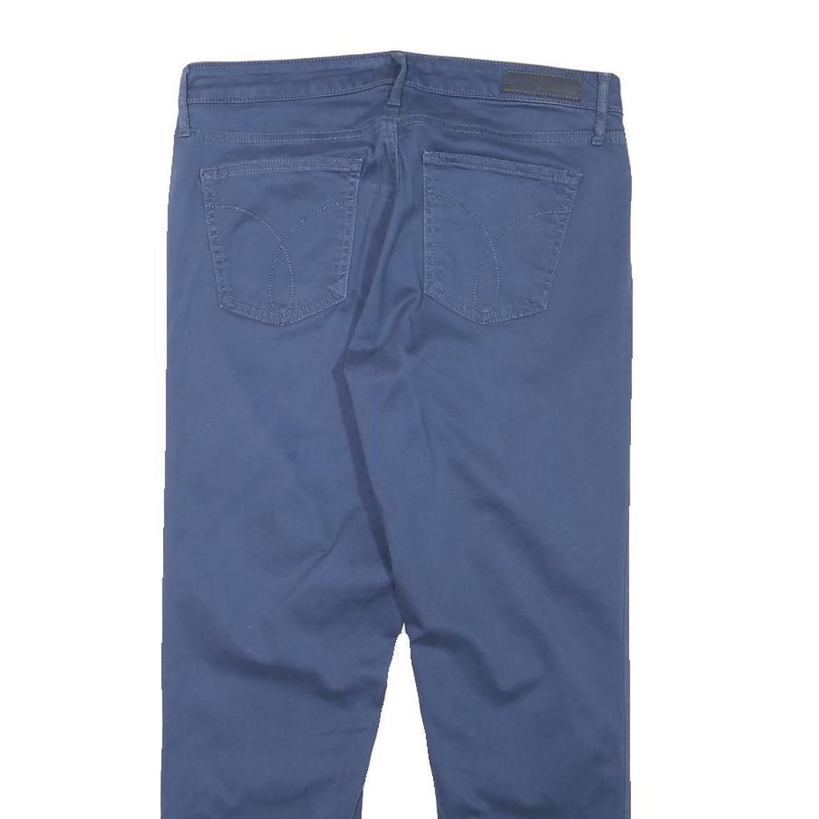 CALVIN KLEIN Womens Cotton Blend Blue Slim Skinny Trousers W29 L25 Stylish Fit