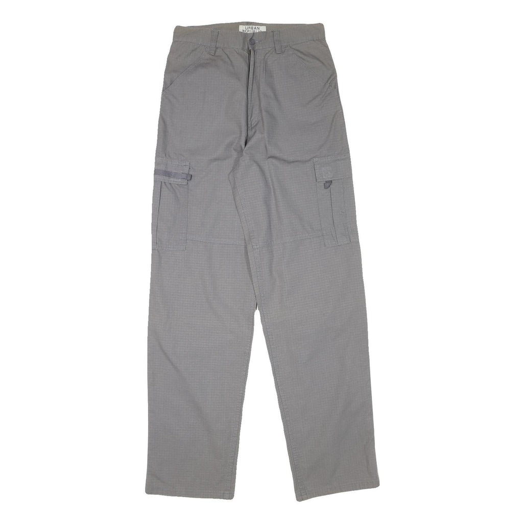 URBAN REPUBLIC Mens Grey Relaxed Straight Trousers W28 L32 Cotton Blend Cargo
