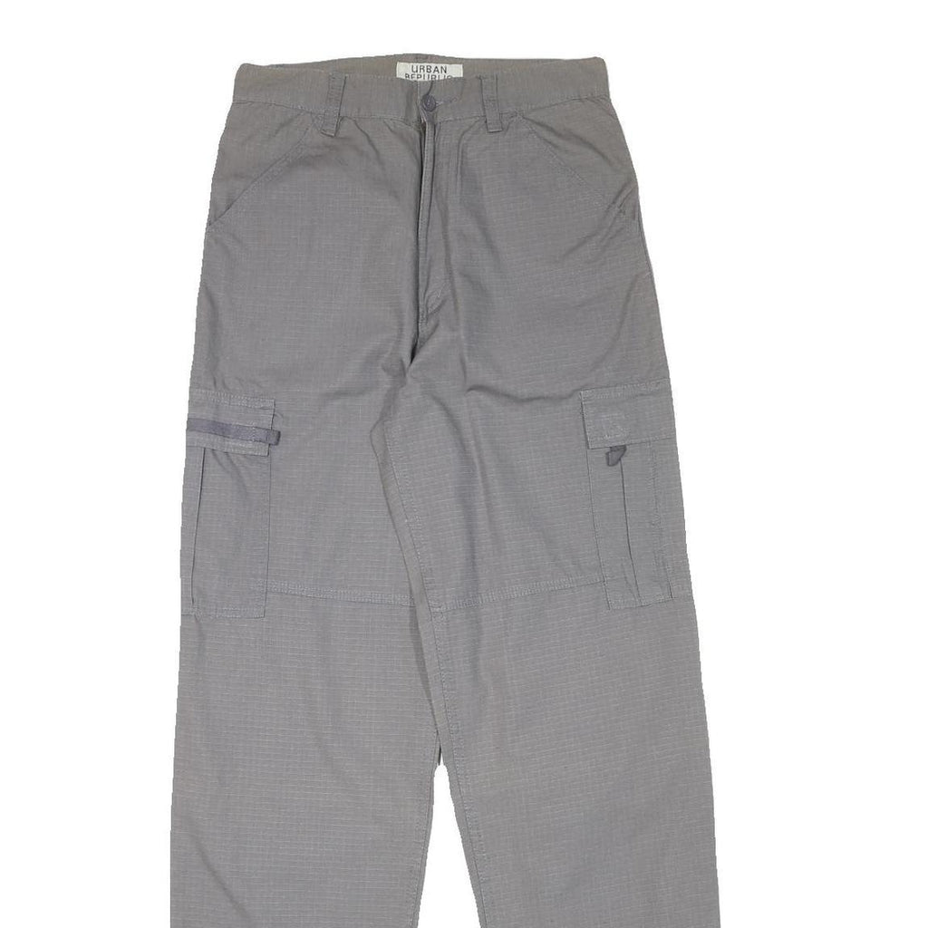 URBAN REPUBLIC Mens Grey Relaxed Straight Trousers W28 L32 Cotton Blend Cargo