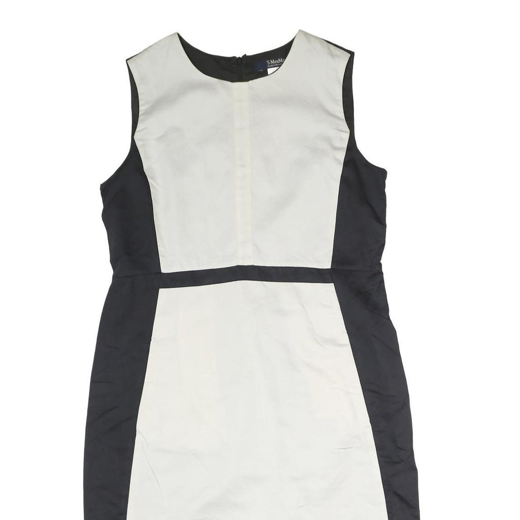 S MAX MARA Womens Black & Cream Sleeveless Day Polyester Sheath Dress M Elegant