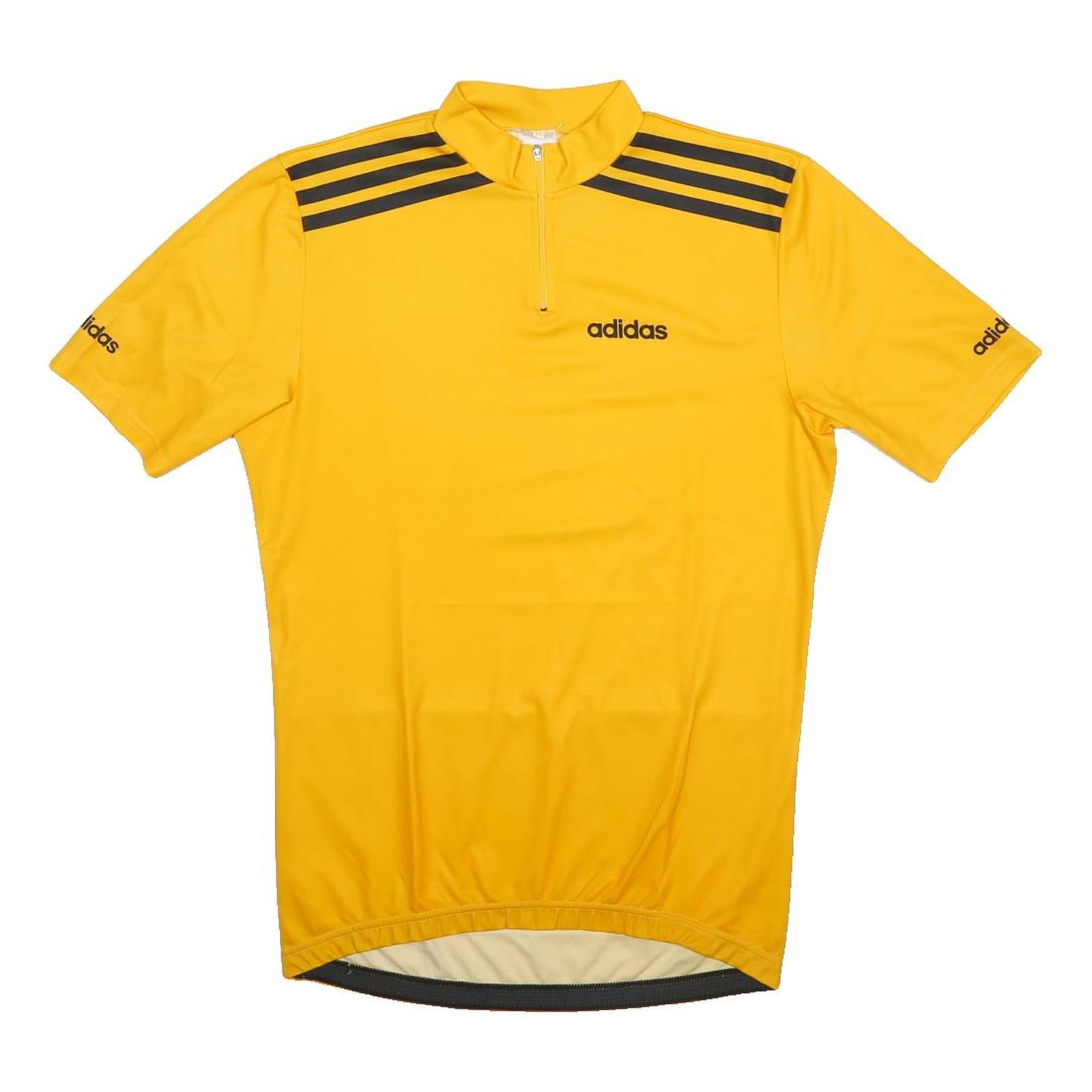 ADIDAS Mens Yellow & Black Sports T-Shirt XL Short Sleeve 1/4 Zip Polyester