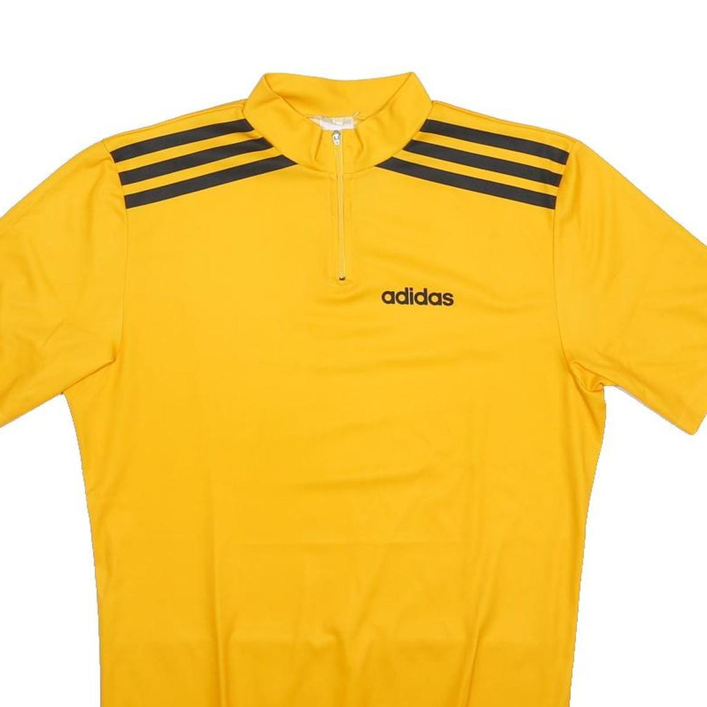 ADIDAS Mens Yellow & Black Sports T-Shirt XL Short Sleeve 1/4 Zip Polyester
