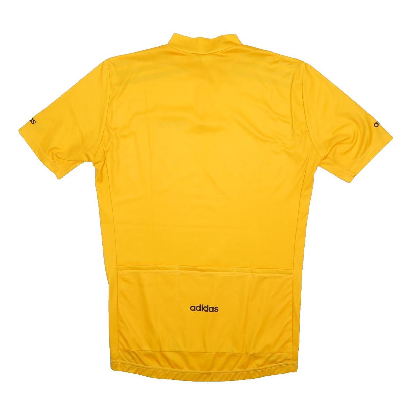 ADIDAS Mens Yellow & Black Sports T-Shirt XL Short Sleeve 1/4 Zip Polyester