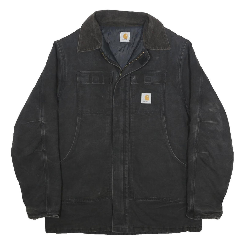 CARHARTT Mens Black Jacket XL Cotton Workwear Zip Pocketed Classic