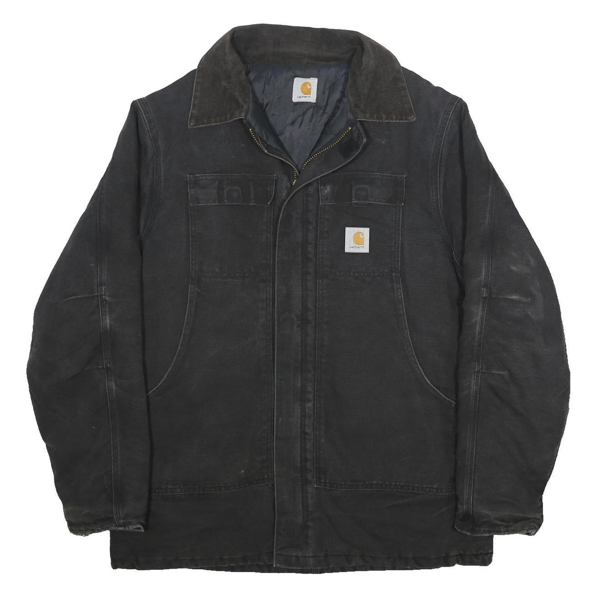 CARHARTT Mens Black Jacket XL Cotton Workwear Zip Pocketed Classic