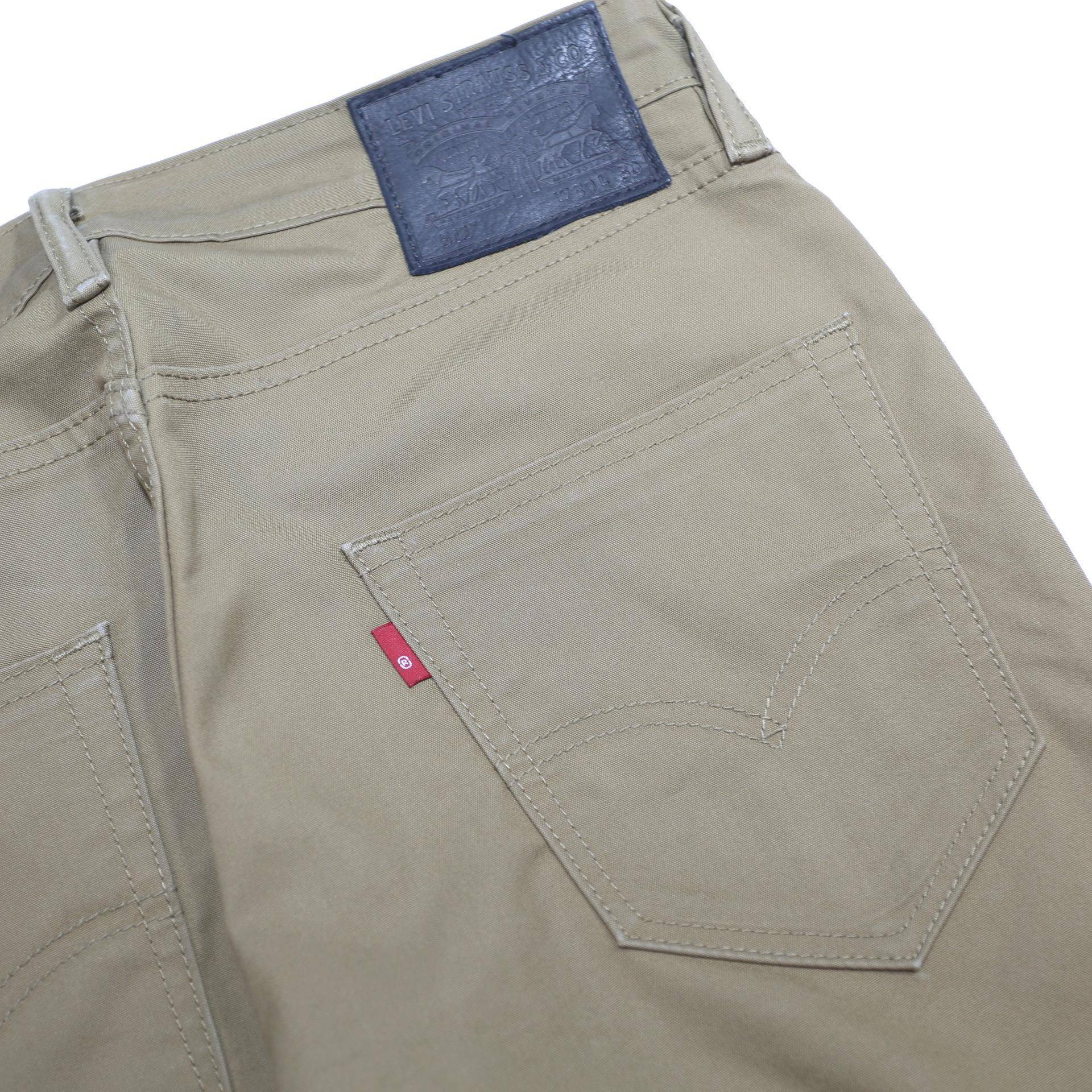 LEVI'S Mens Cotton Blend Slim Beige Trousers W30 L30 Zip Closure Classic Fit