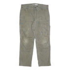CARHARTT Mens Cotton Blend Olive Relaxed Fit Straight Trousers W34 L30 Workwear