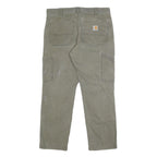 CARHARTT Mens Cotton Blend Olive Relaxed Fit Straight Trousers W34 L30 Workwear