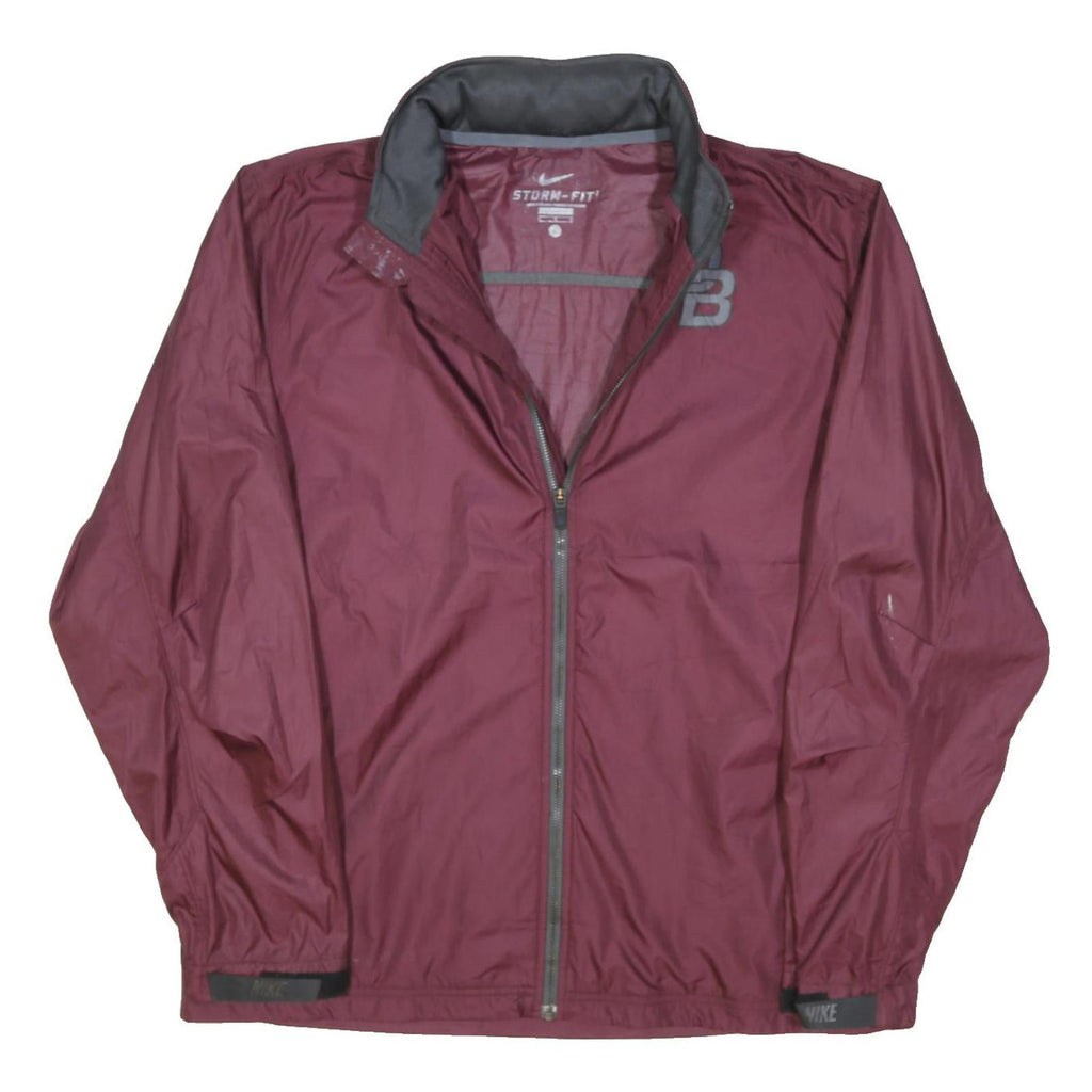 NIKE Mens Maroon Storm-Fit Zip Jacket L Polyester Plain Lightweight Sportswear