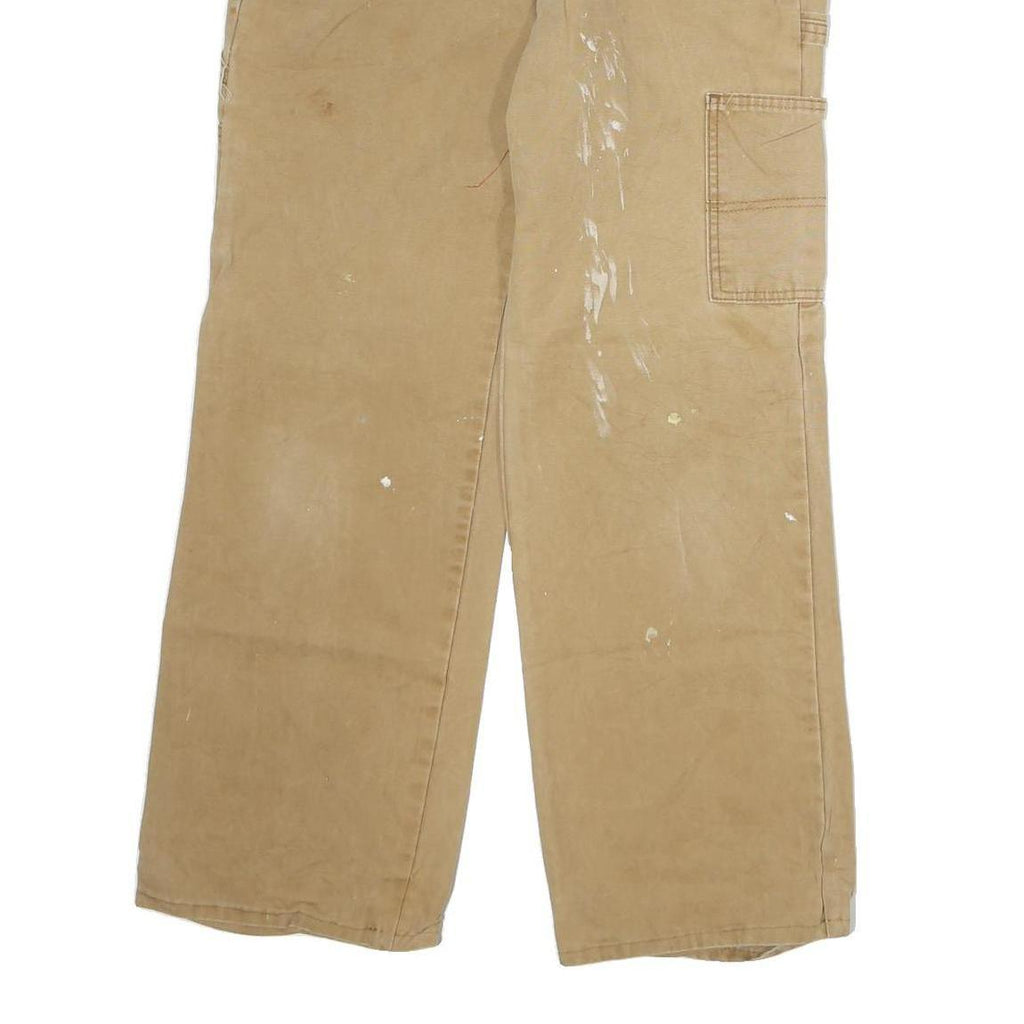 DICKIES Mens Cotton Blend Beige Regular Fit Straight Leg Trousers W32 L29