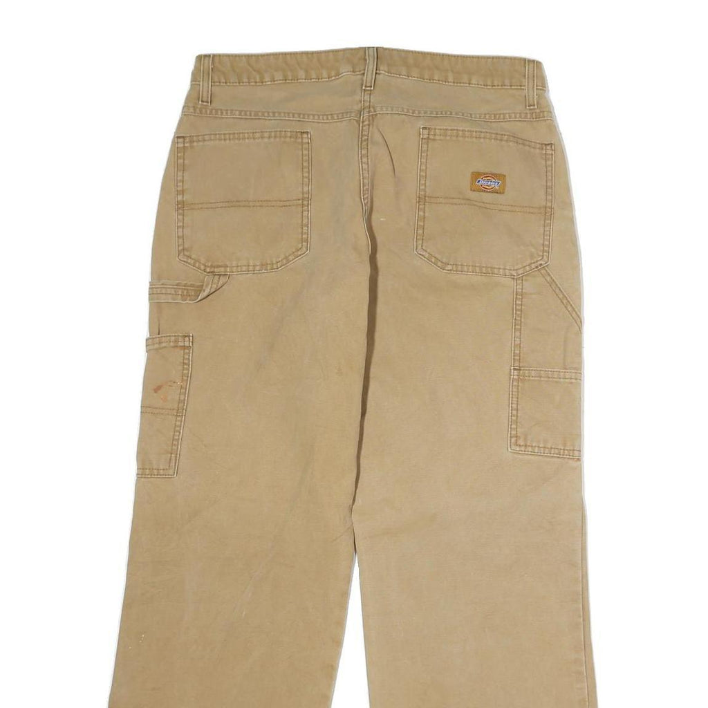 DICKIES Mens Cotton Blend Beige Regular Fit Straight Leg Trousers W32 L29