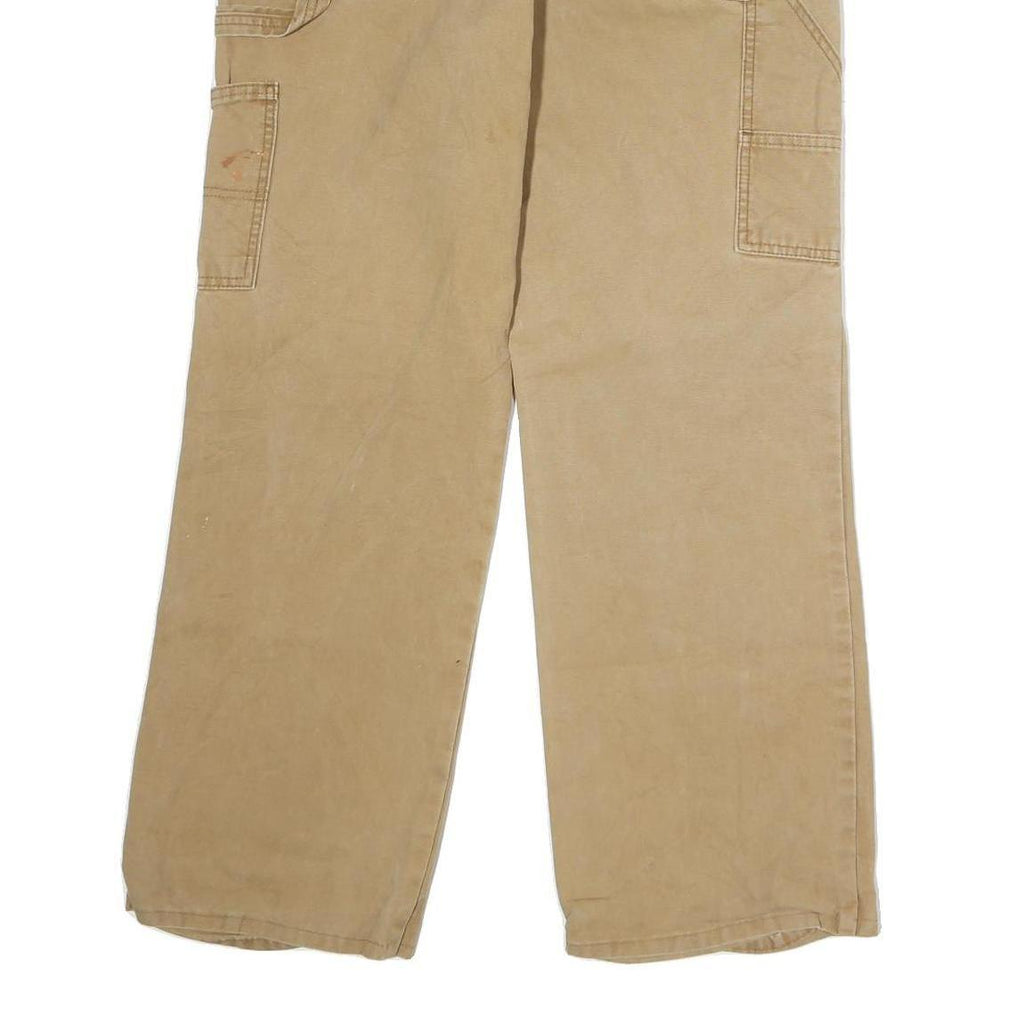 DICKIES Mens Cotton Blend Beige Regular Fit Straight Leg Trousers W32 L29