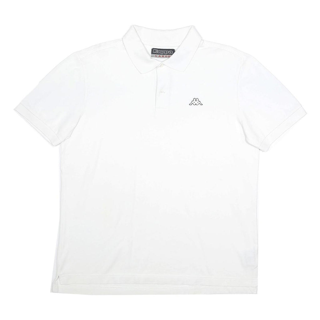 KAPPA Mens White Short Sleeve Plain Polo Shirt L Casual Cotton