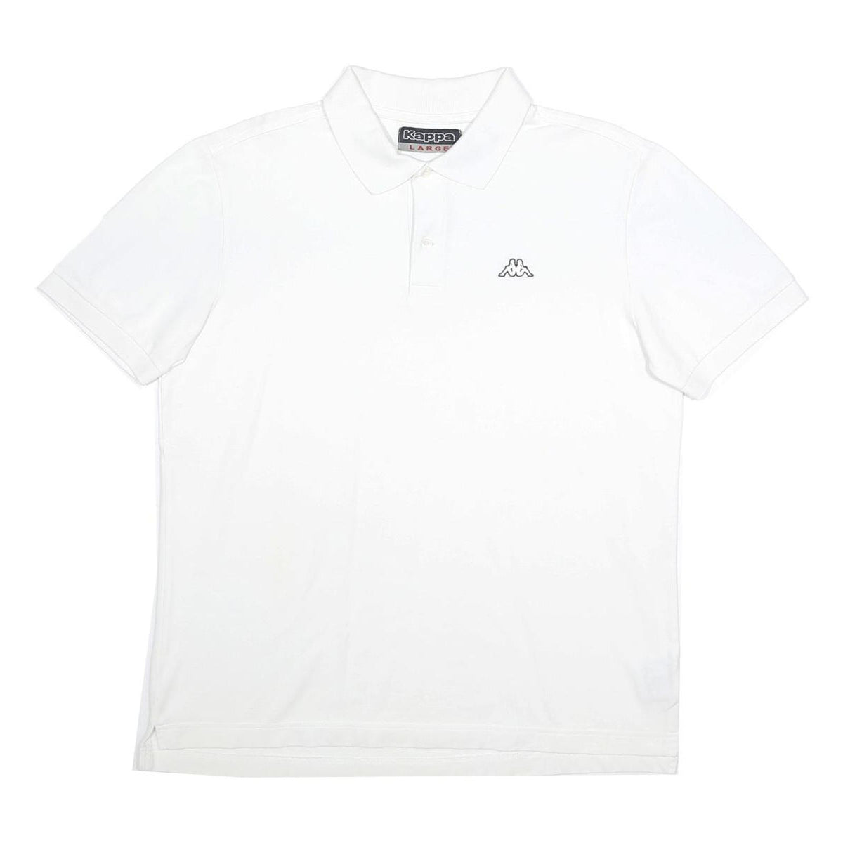 KAPPA Mens White Short Sleeve Plain Polo Shirt L Casual Cotton