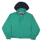 NAUTICA Mens Green & Navy Zip Jacket L Cotton Blend Casual Outdoor Hooded