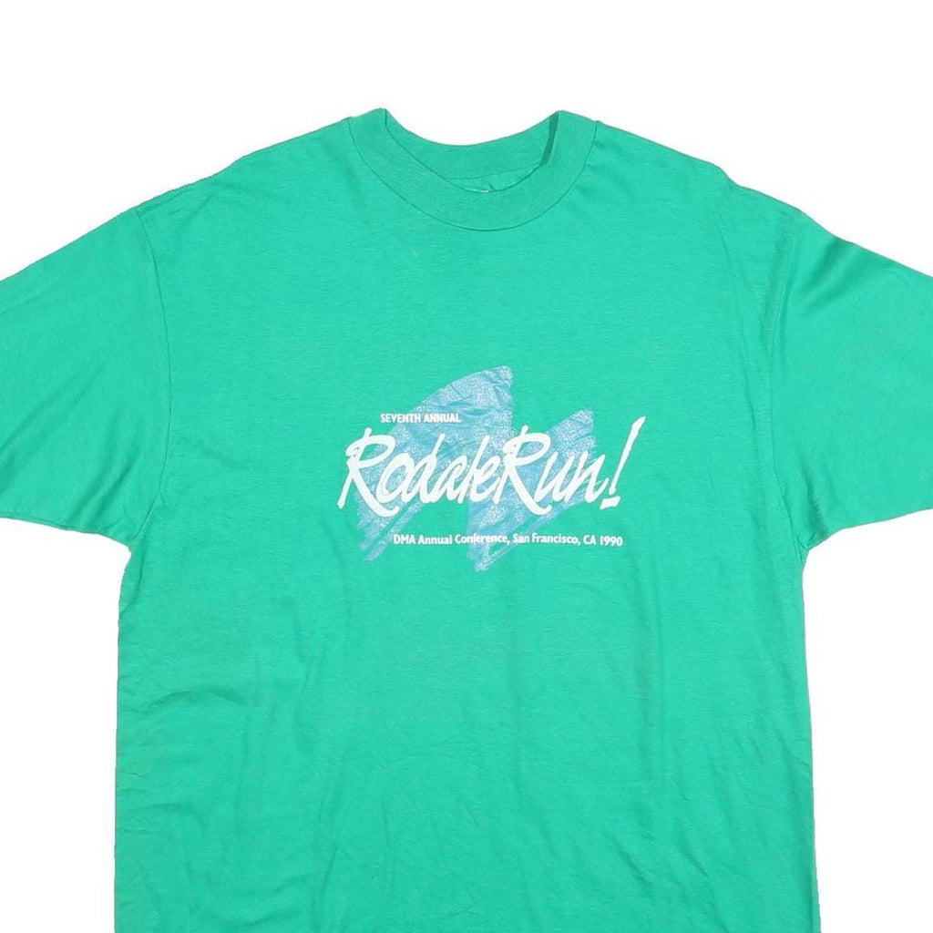 HANES Mens Green Seventh Annual Rodak Run T-Shirt XL Short Sleeve Crew Neck