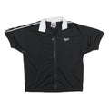 REEBOK Mens Black & White Track Jacket L Polyester Blend Zip Short Sleeve