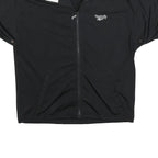 REEBOK Mens Black & White Track Jacket L Polyester Blend Zip Short Sleeve